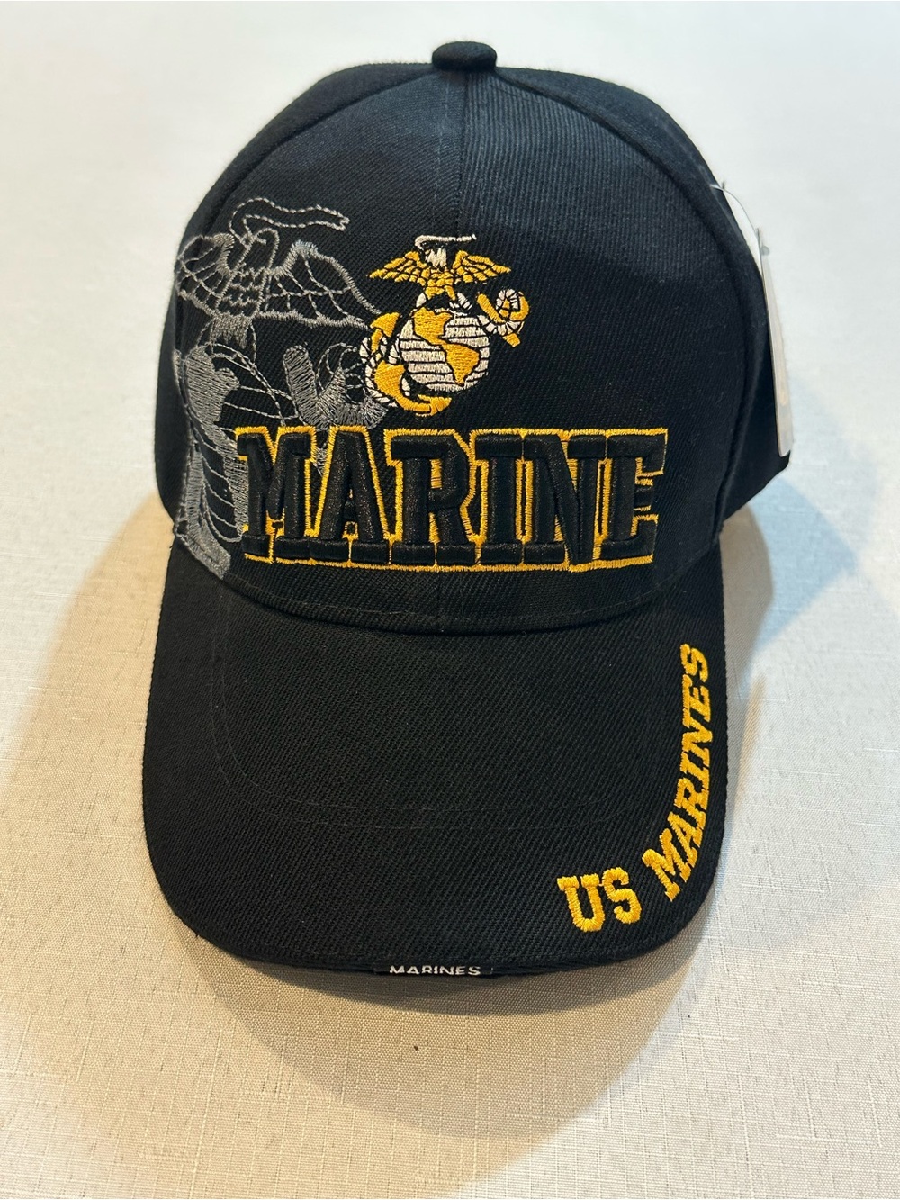 US Marines USMC Eagle Globe Anchor Golden Lion Black Embroidered Hat NWT
